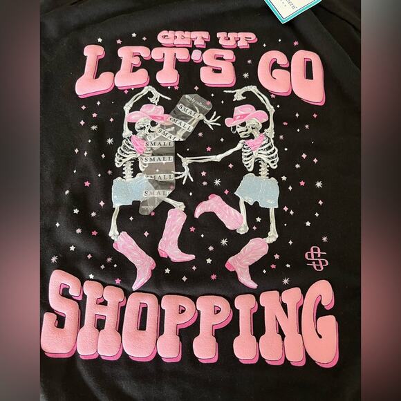 SIMPLY SOUTHERN Let’s Go Shopping Skeleton Graphic Long Sleeve Sweatshirt Size S - Picture 10 of 13